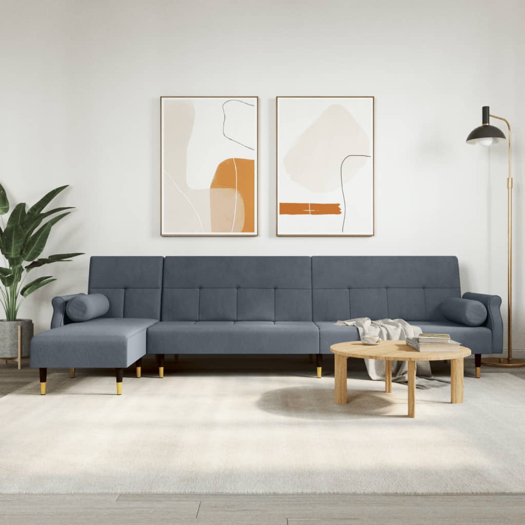 foto del prodotto divano letto a l grigio scuro 271x140x70 cm in vellutocod mxl 70022