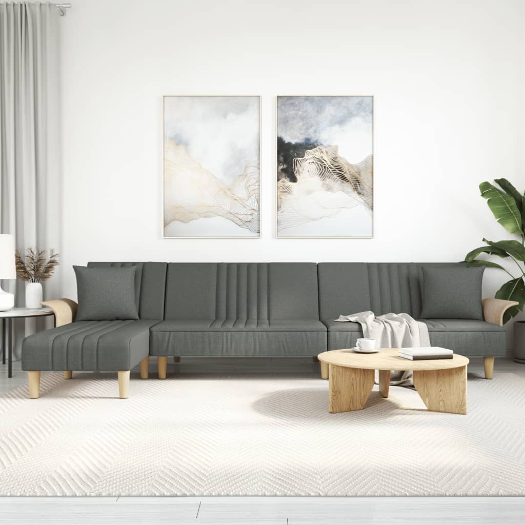 foto del prodotto divano letto a l grigio scuro 279x140x70 cm in tessutocod mxl 117969