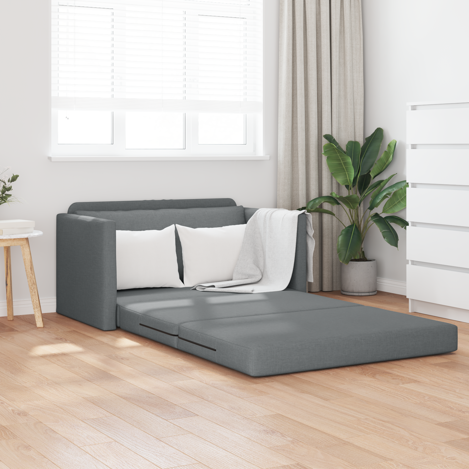 foto del prodotto divano letto a pavimento 2 in 1 grigio scuro 124x71x78 cm tessuto