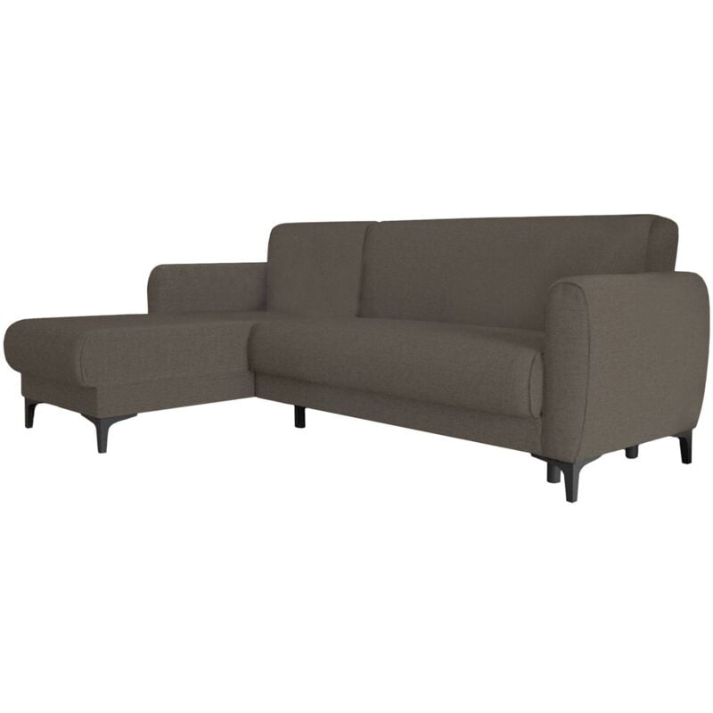 foto del prodotto divano letto angel, divano letto ad angolo con penisola reversibile, sofà contenitore moderno con chaiselongue e 3 cuscini, cm 230x153h85, marrone,