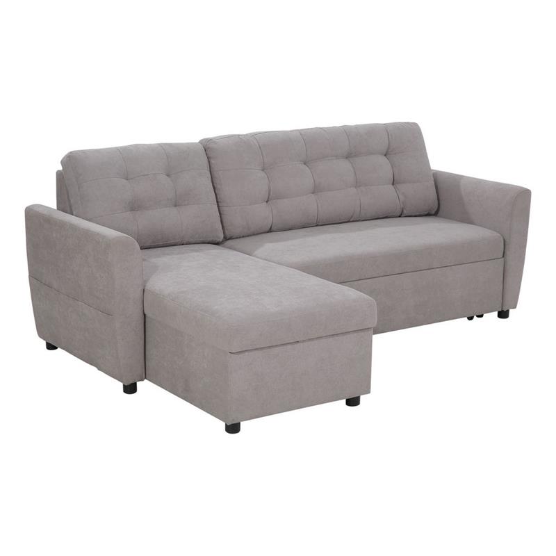 foto del prodotto divano letto angolare 3 posti con contenitore 217 x 134 x 85 cm grigio