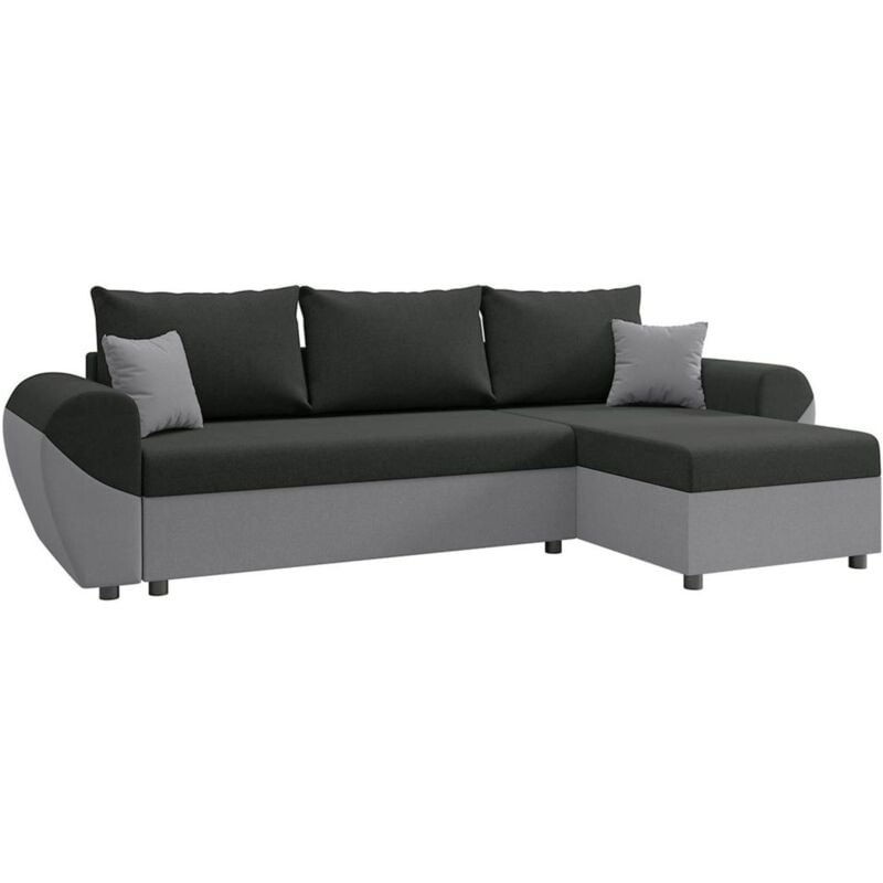 foto del prodotto divano letto angolare e reversibile in tessuto nero e grigio lierno