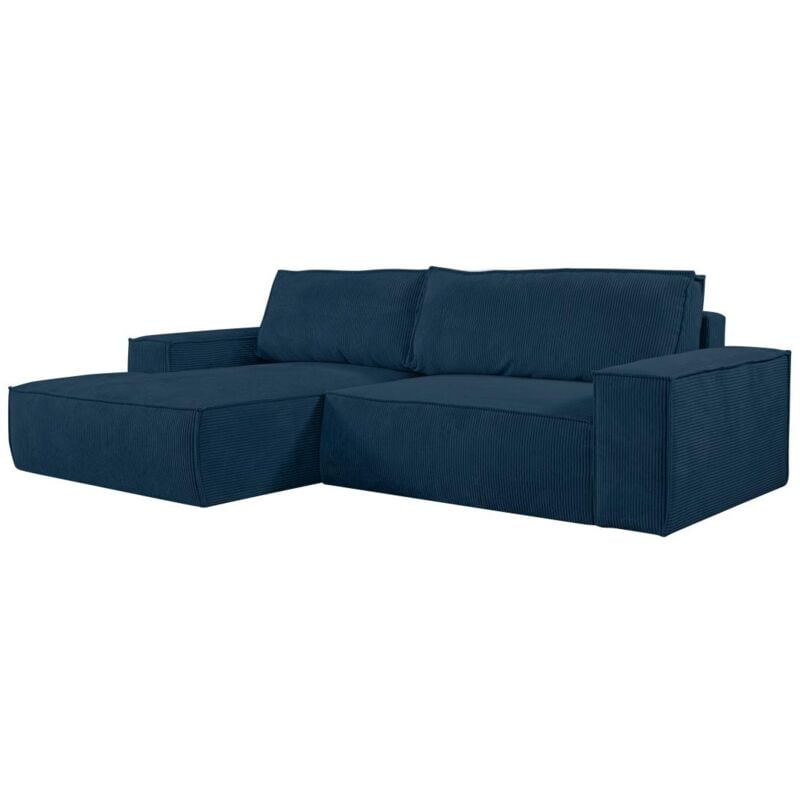 foto del prodotto divano letto angolare in velluto a coste blu - angolo a sinistra - amelia di pascal morabito