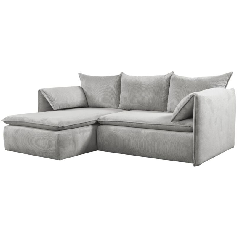 foto del prodotto divano letto angolare in velluto a coste grigio chiaro - angolo a sinistra - teodora di pascal morabito