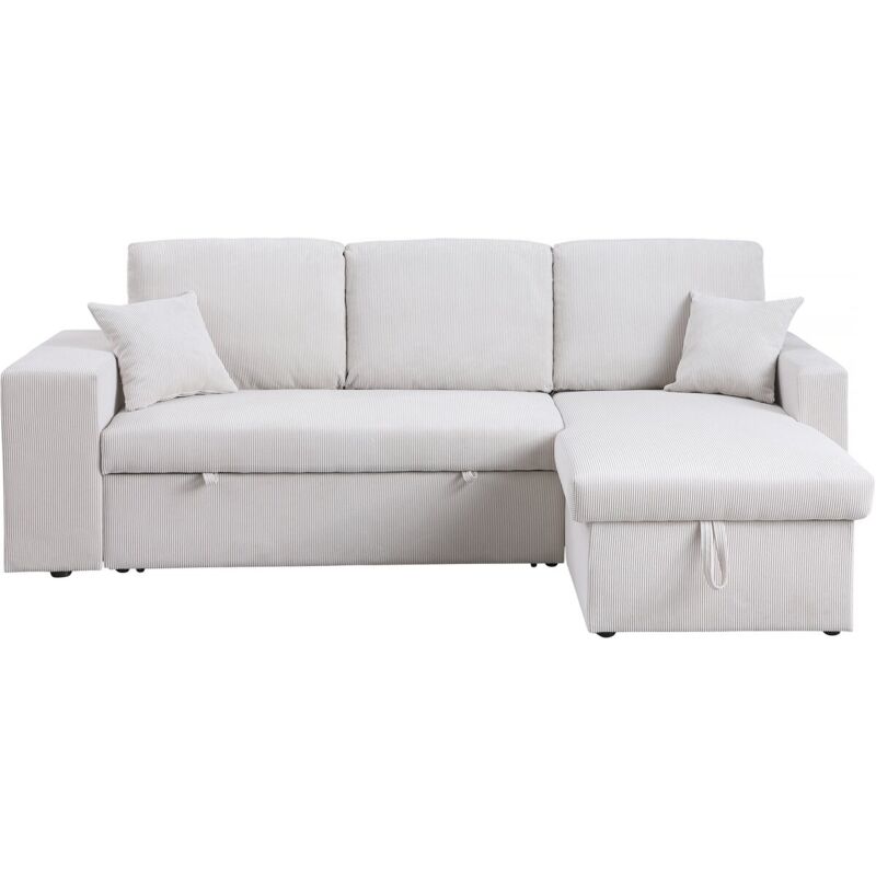 foto del prodotto divano letto angolare in velluto a coste reversibile axel 3 posti beige