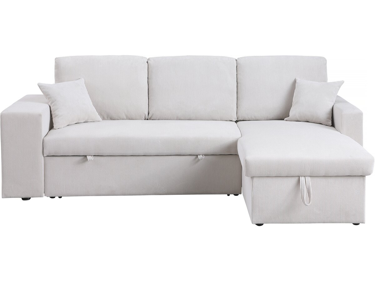 foto del prodotto divano letto angolare in velluto a coste reversibile quot axel quot 3 posti beige