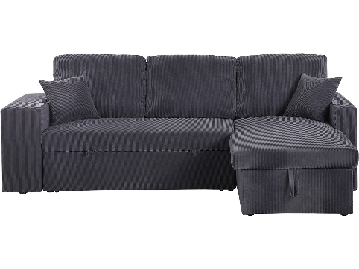 foto del prodotto divano letto angolare in velluto a coste reversibile quot axel quot 3 posti grigio