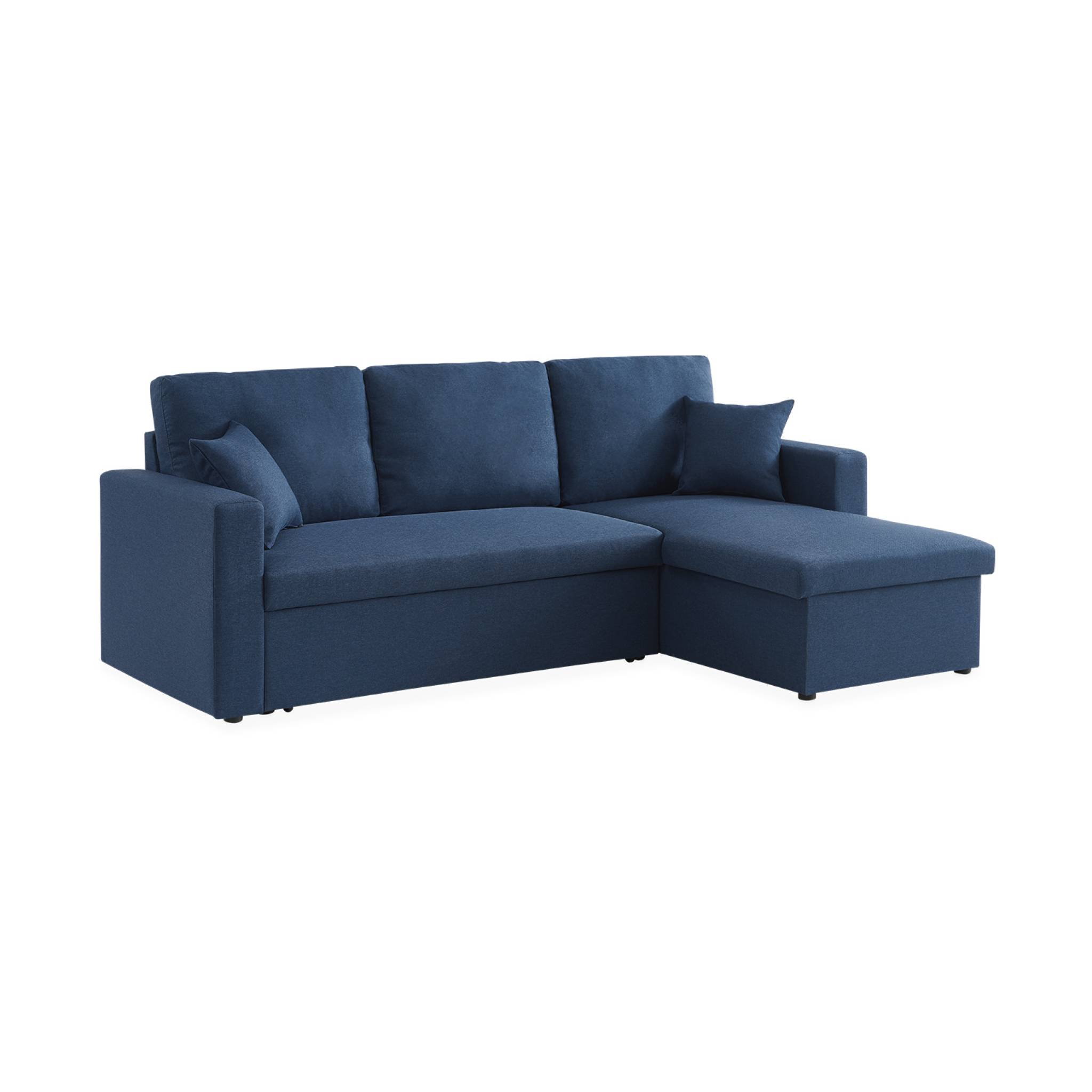 foto del prodotto divano letto angolare reversibile 3 posti con contenitore, blu