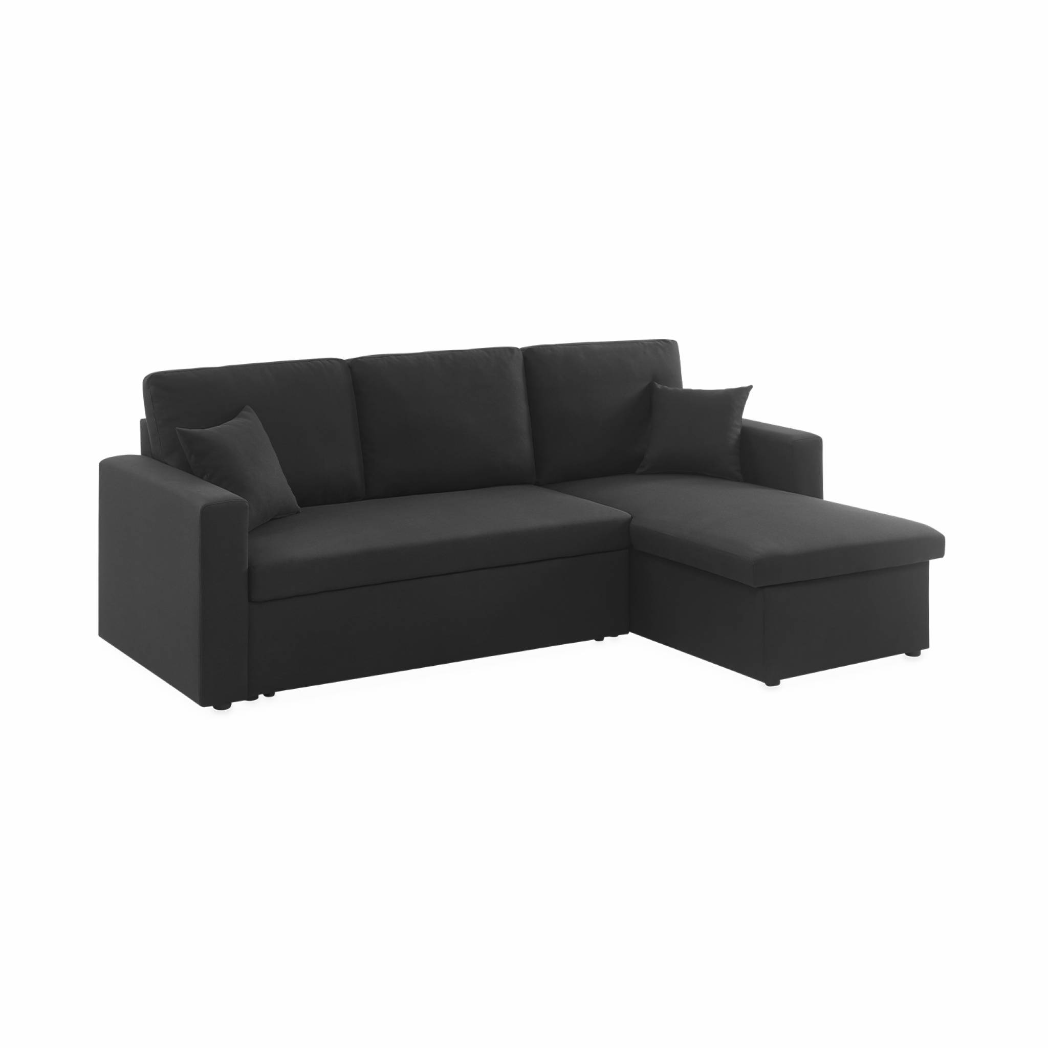 foto del prodotto divano letto angolare reversibile 3 posti con contenitore, nero