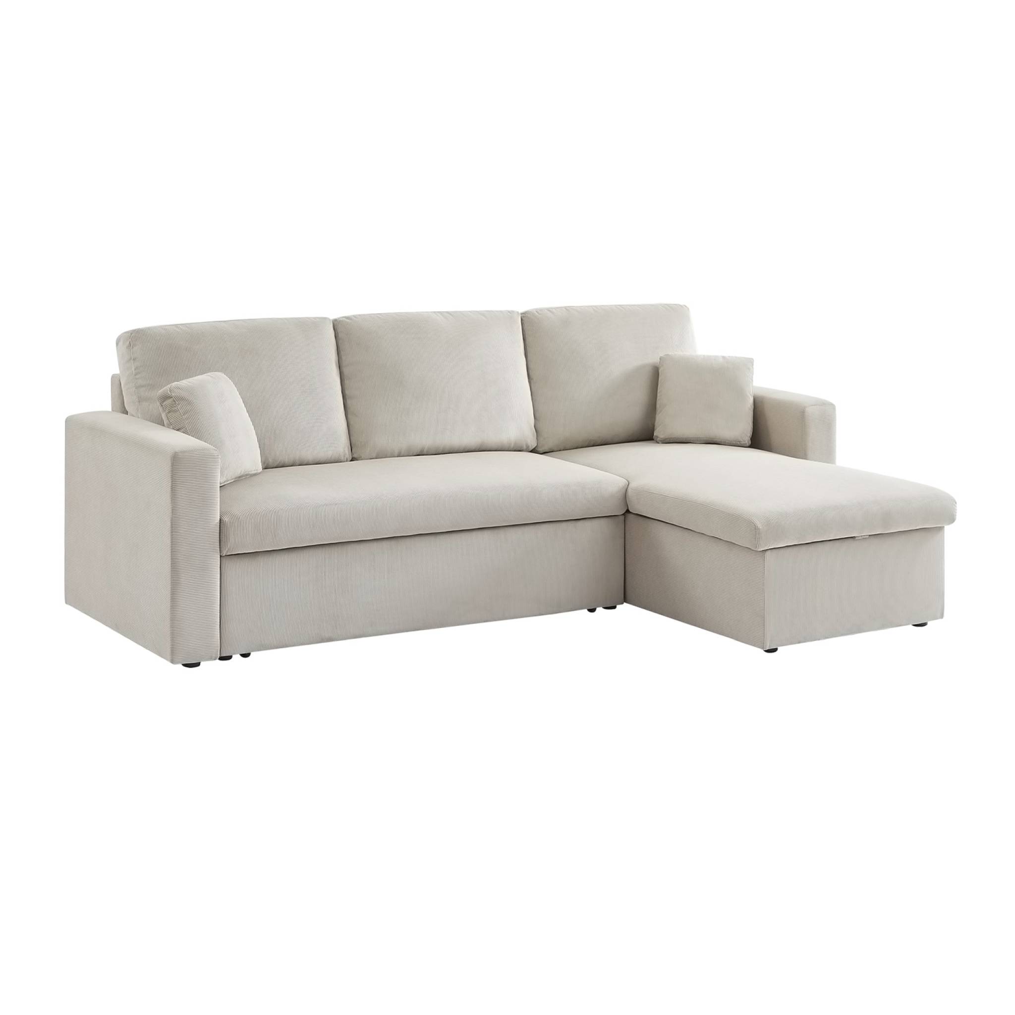 foto del prodotto divano letto angolare reversibile in velluto a coste a 3 posti, grigio