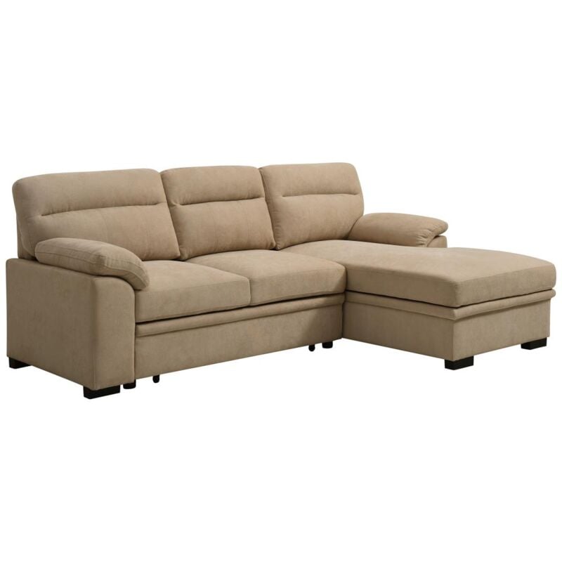foto del prodotto divano letto angolo a destra in tessuto beige ulenio
