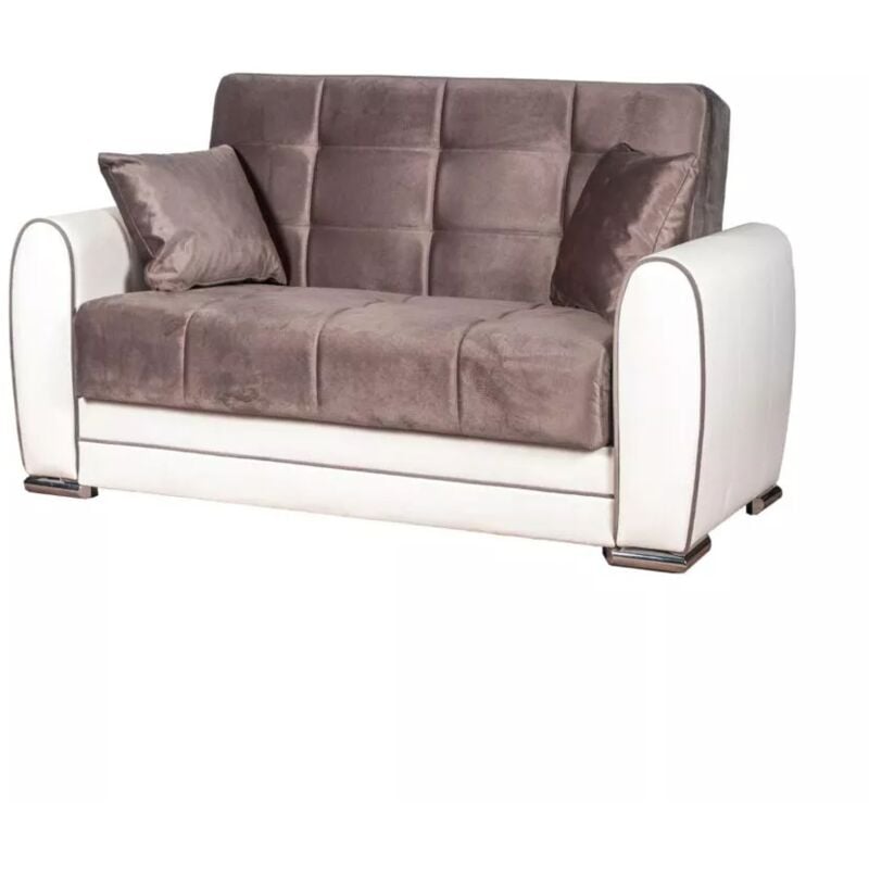 foto del prodotto divano letto apollo 2 posti in ecopelle grigio e bianco, 163x84x91 cm