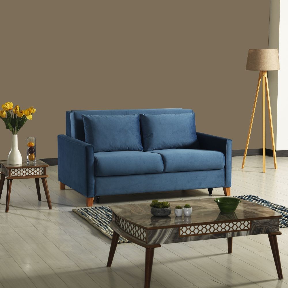 foto del prodotto divano letto azzurro 164x111x90 h cm