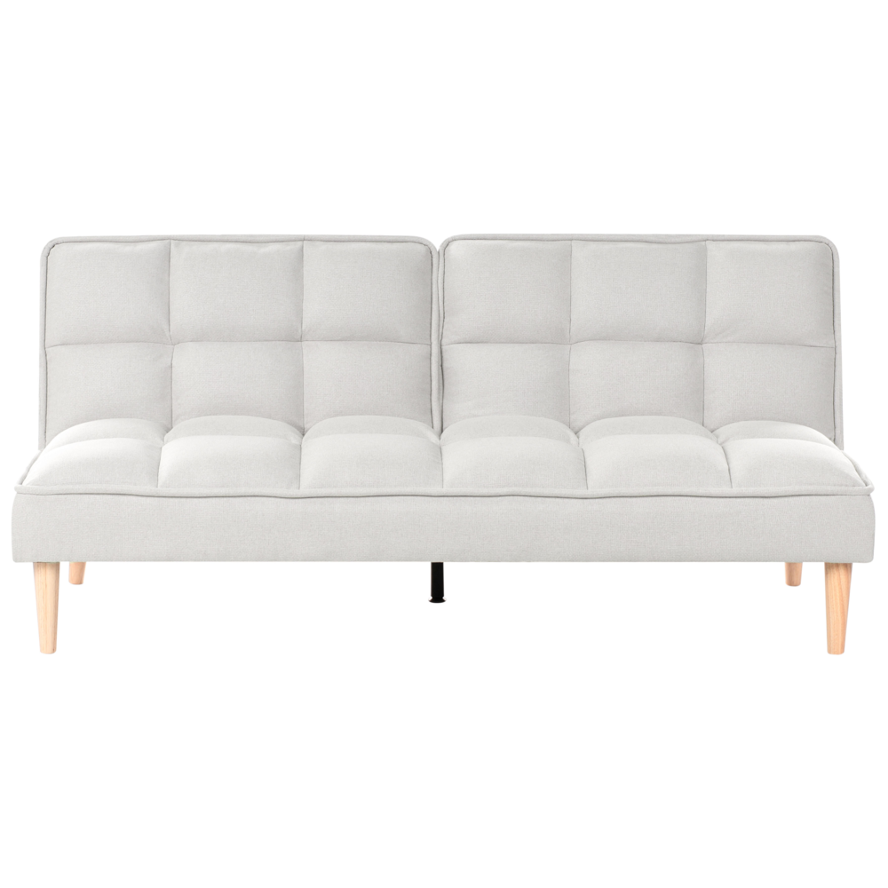 foto del prodotto divano letto bianco sporco easy clean tessuto 3 posti reclinabile schienale trapuntato divano letto semplice click clack