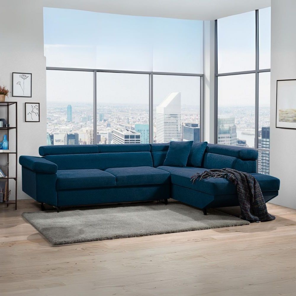 foto del prodotto divano letto blu 297x206x77 cm