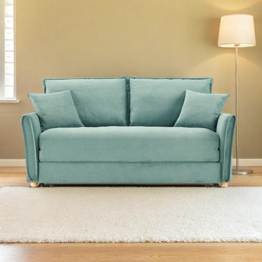foto del prodotto divano letto cassie con contenitore colore verde acqua