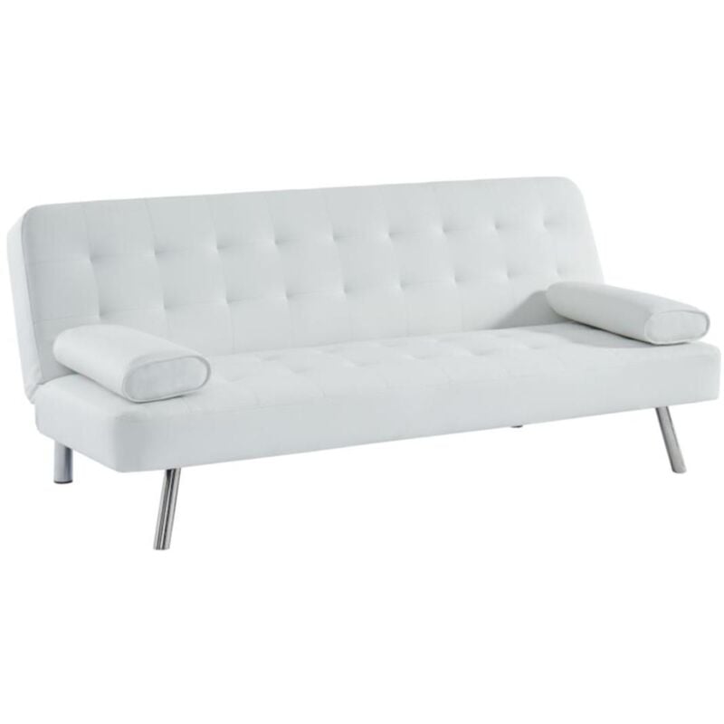 foto del prodotto divano letto clic clac in similpelle bianco - michelle ii