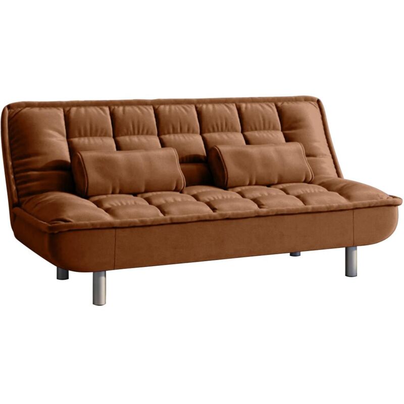 foto del prodotto divano letto clic clac in tessuto caramello mishan