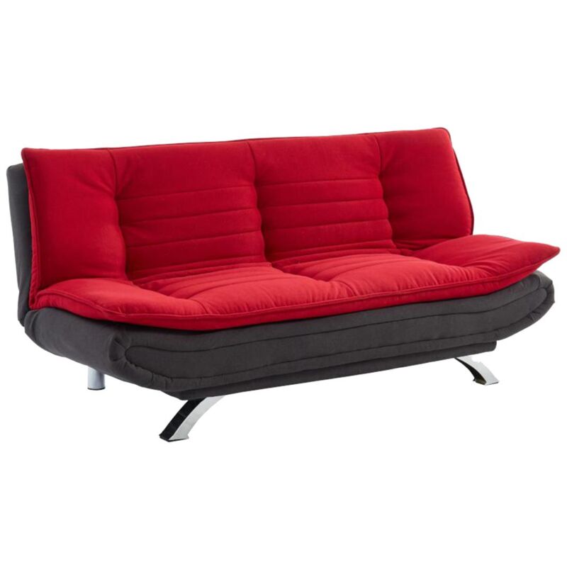 foto del prodotto divano letto clic clac in tessuto rosso e antracite demido