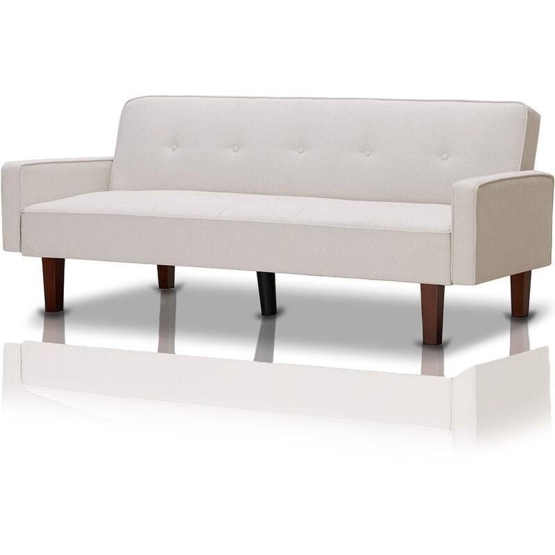 foto del prodotto divano letto clik clak a 3 posti con schienale reclinabile convertibile bianco