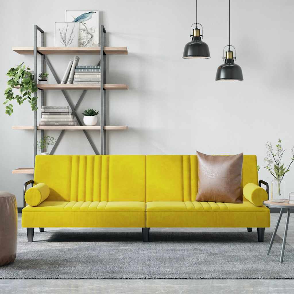 foto del prodotto divano letto con braccioli giallo in vellutocod mxl 84811