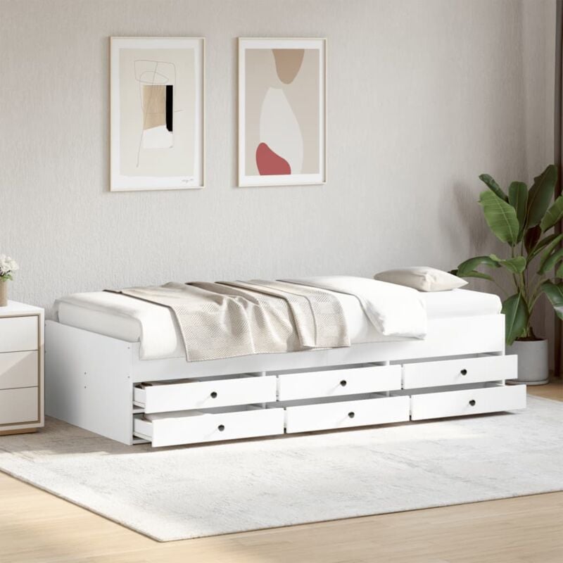 foto del prodotto divano letto con cassetti bianco 100x200cm in legno multistrato