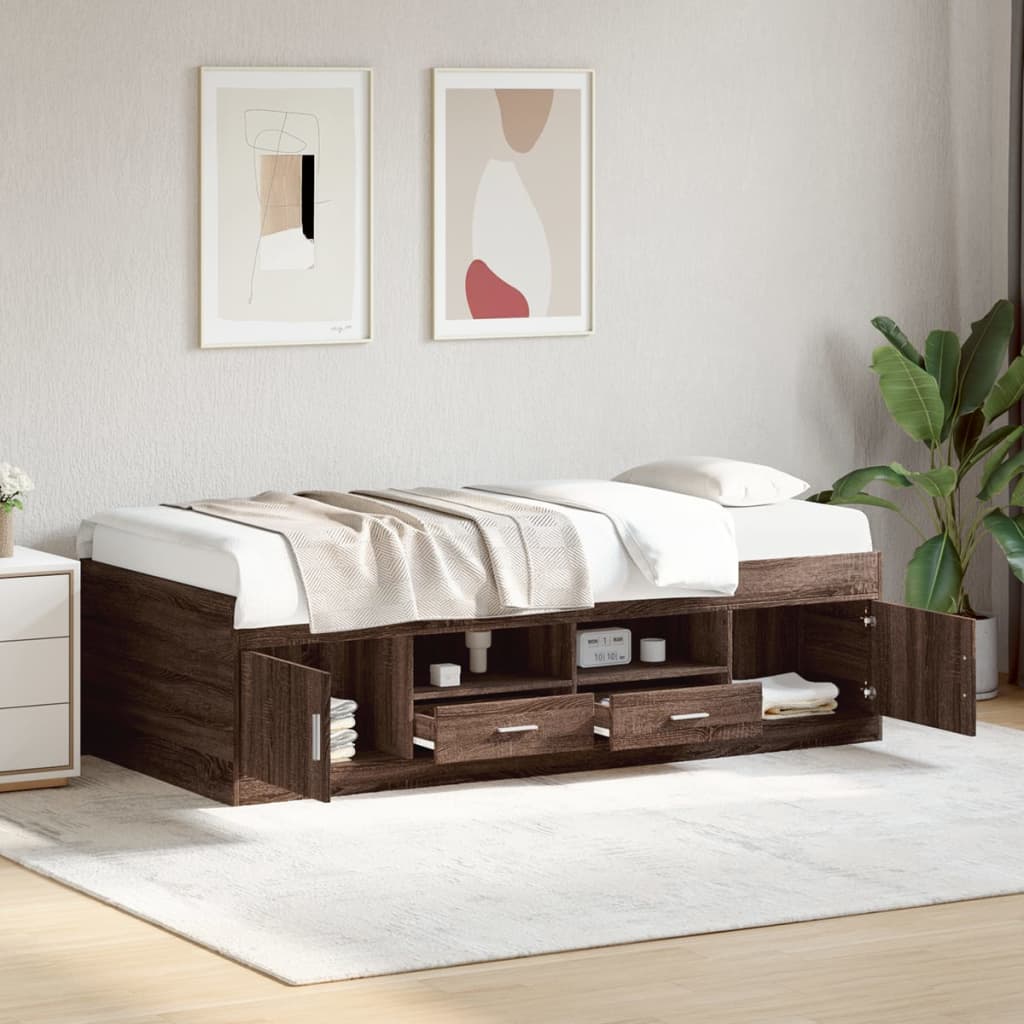 foto del prodotto divano letto con cassetti rovere marrone 100x200 cm multistratocod mxl 115616