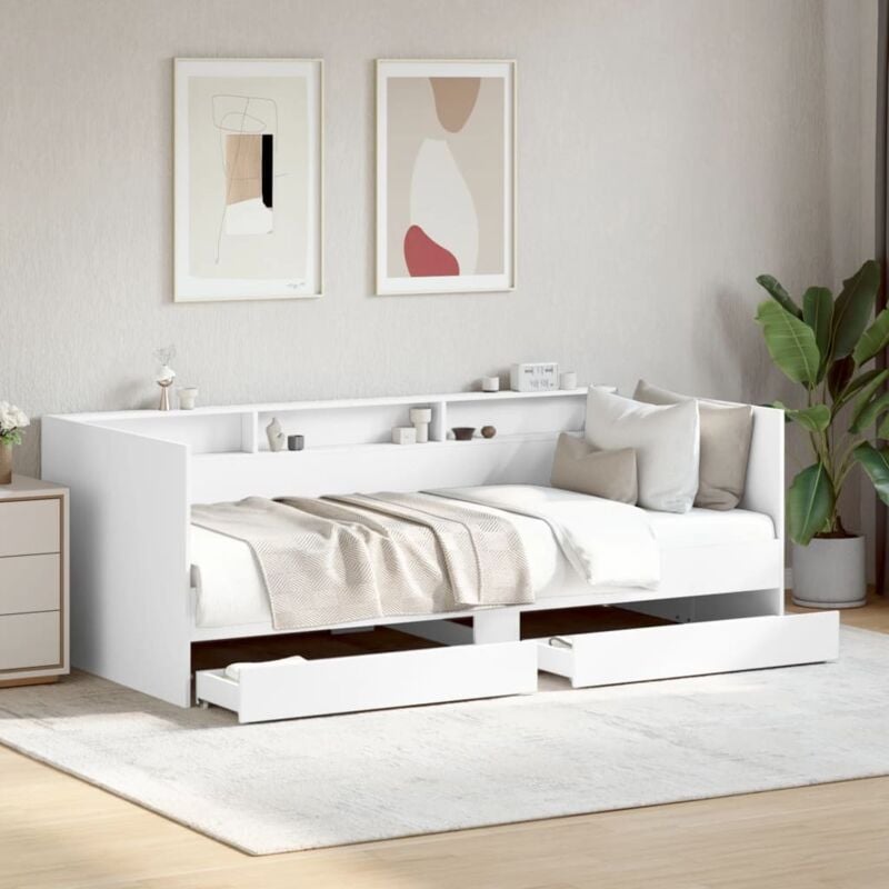 foto del prodotto divano letto con cassetti senza materasso bianco 100x200 cm vidaxl 405832