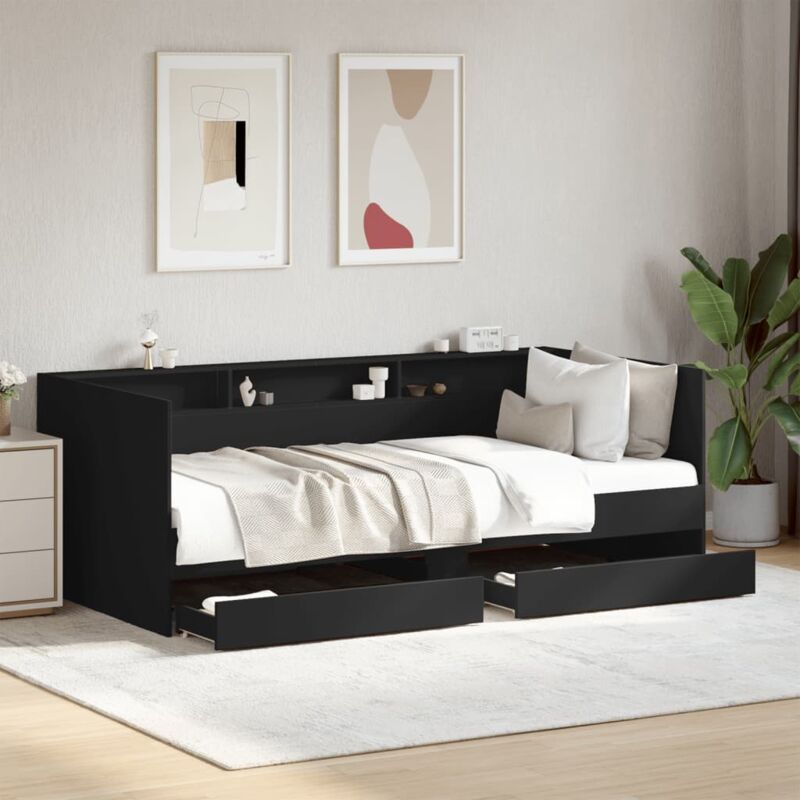 foto del prodotto divano letto con cassetti senza materasso nero 90x200 cm vidaxl 184764