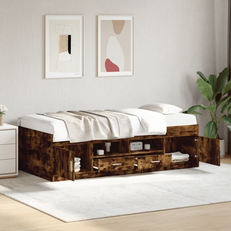 foto del prodotto divano letto con cassetti senza materasso rovere fumo 90x190 cm vidaxl