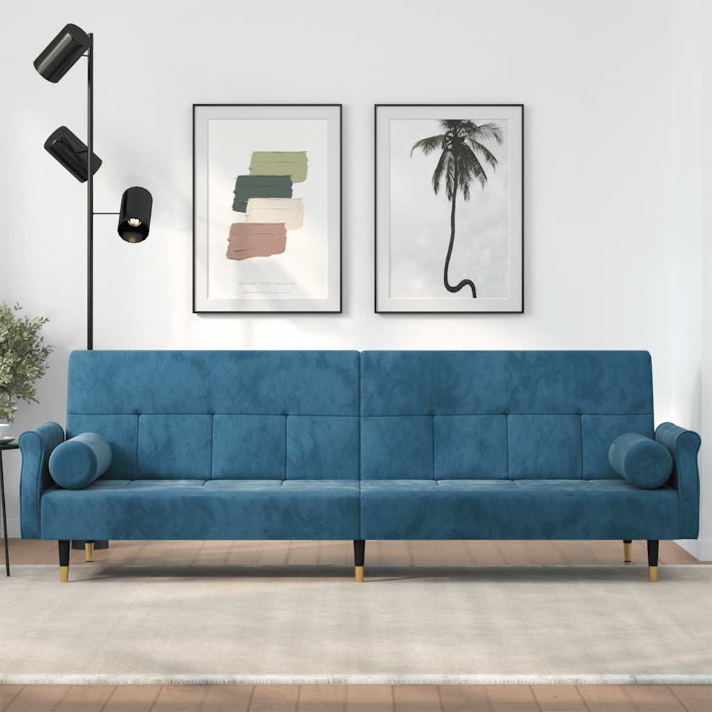 foto del prodotto divano letto con cuscini blu in vellutocod mxl 119524