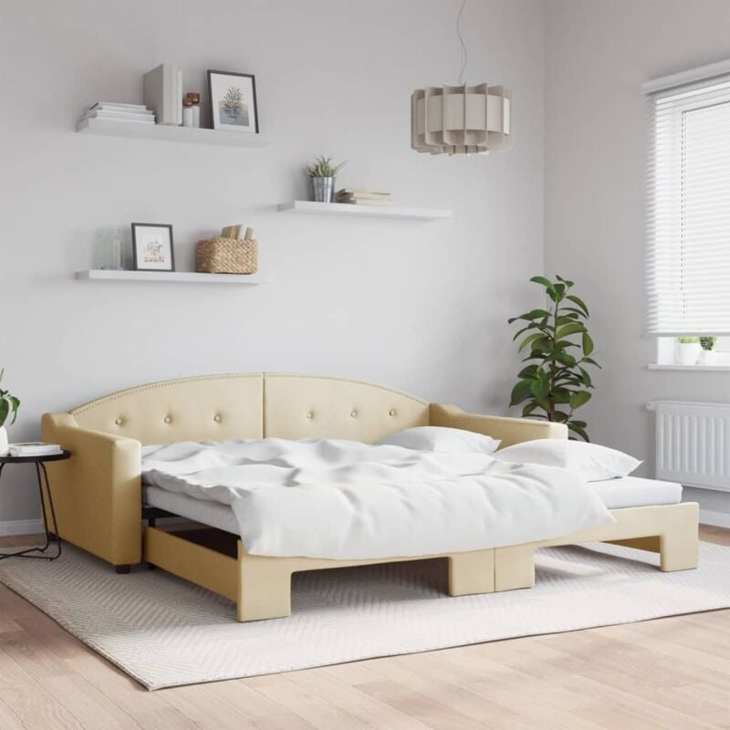 foto del prodotto divano letto con letto estraibile crema 100x200 cm in tessuto vidaxl