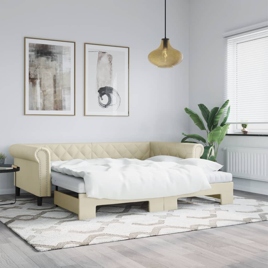 foto del prodotto divano letto con letto estraibile crema 90x200 cm in similpellecod mxl 130594