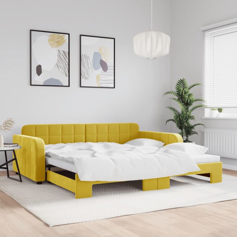 foto del prodotto divano letto con letto estraibile giallo 100x200 cm in velluto vidaxl