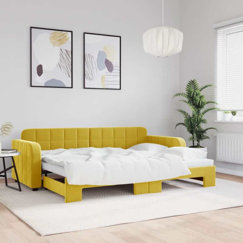 foto del prodotto divano letto con letto estraibile giallo 80x200 cm in velluto vidaxl