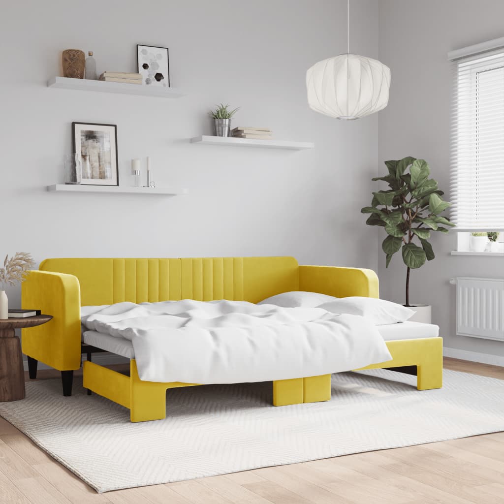 foto del prodotto divano letto con letto estraibile giallo 80x200 cm in vellutocod mxl 130591