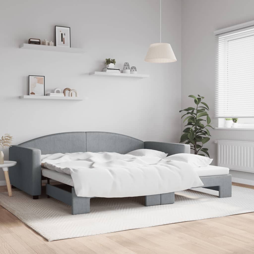 foto del prodotto divano letto con letto estraibile grigio chiaro 100x200 tessuto vidaxl
