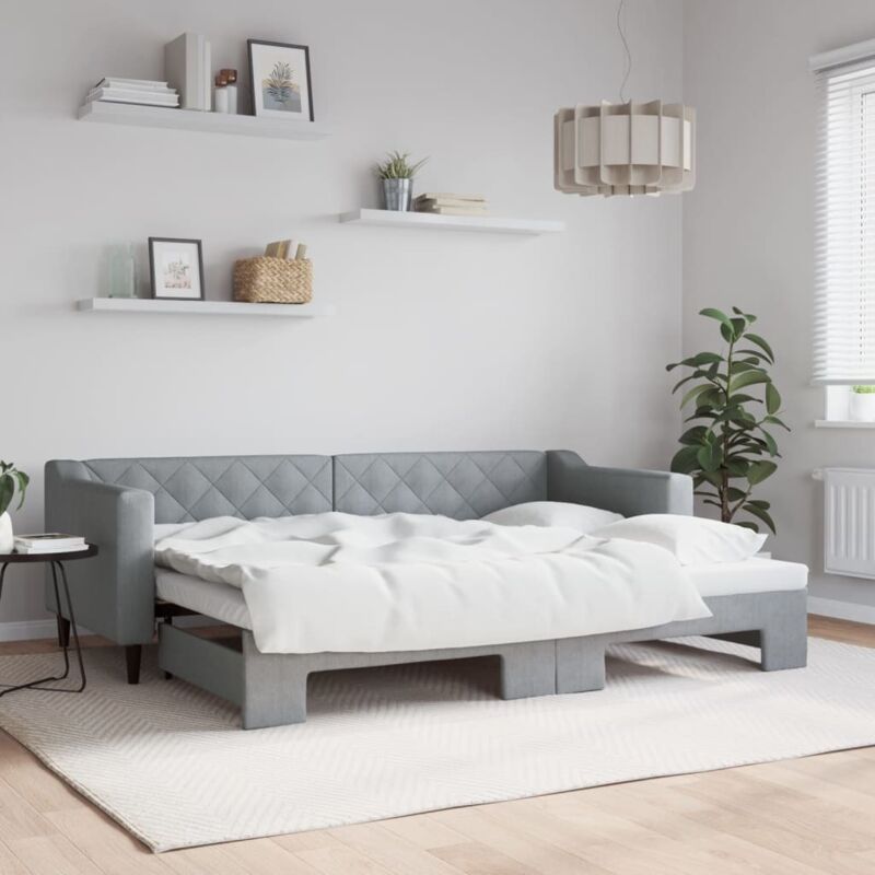 foto del prodotto divano letto con letto estraibile grigio chiaro 80x200 tessuto vidaxl