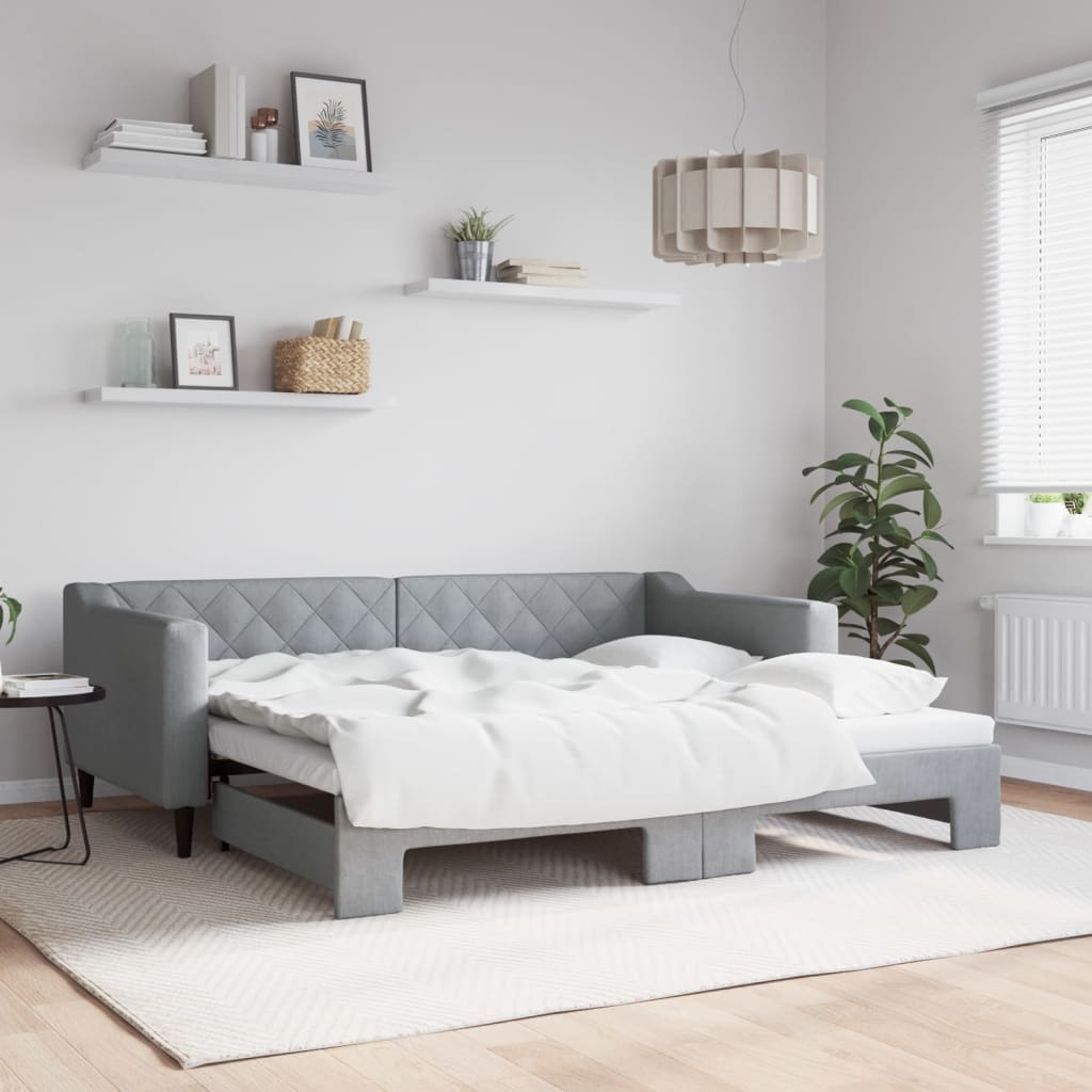 foto del prodotto divano letto con letto estraibile grigio chiaro 90x190 tessuto