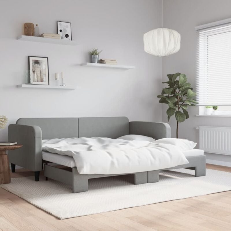 foto del prodotto divano letto con letto estraibile grigio chiaro 90x200 tessuto vidaxl