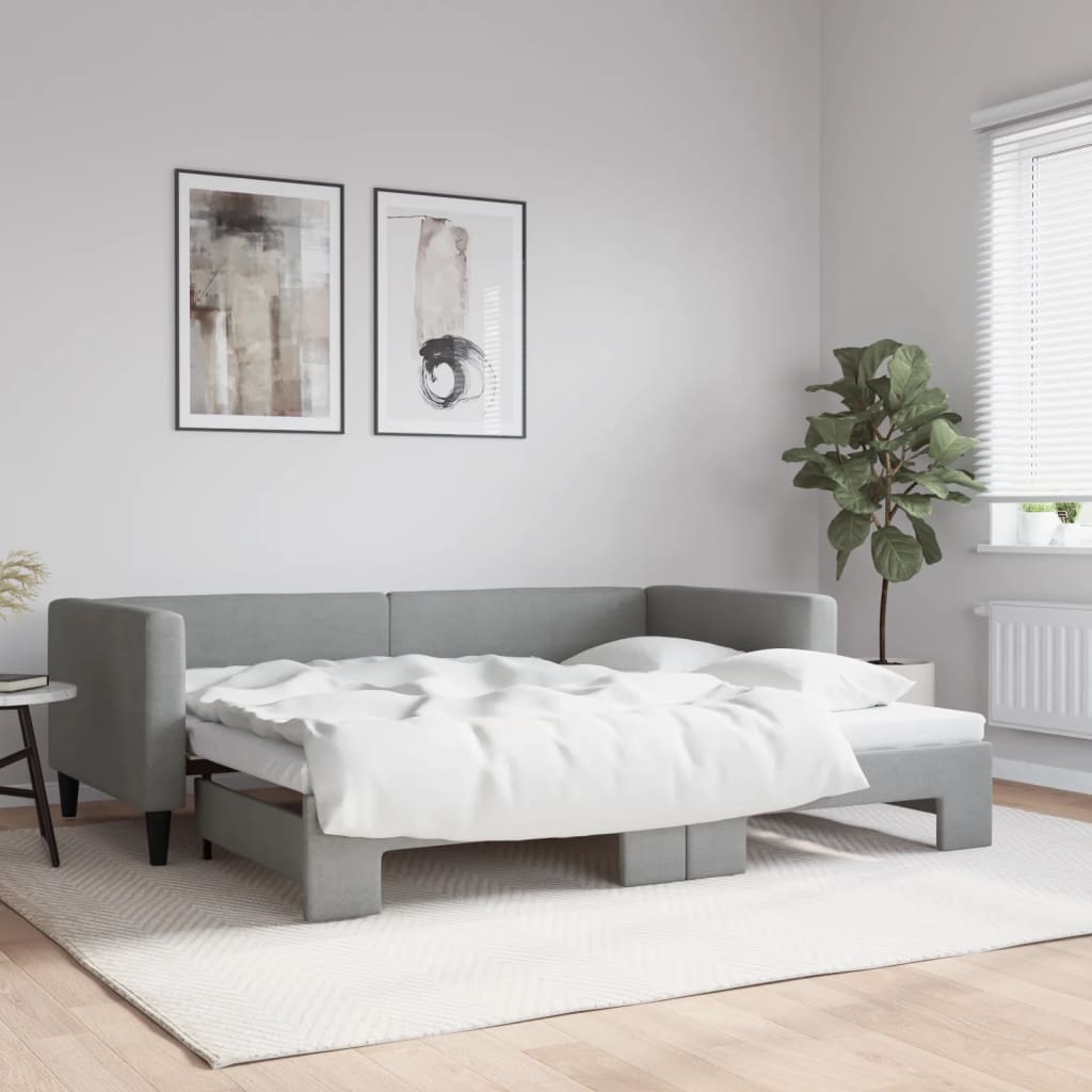 foto del prodotto divano letto con letto estraibile grigio chiaro 90x200 tessutocod mxl 106604