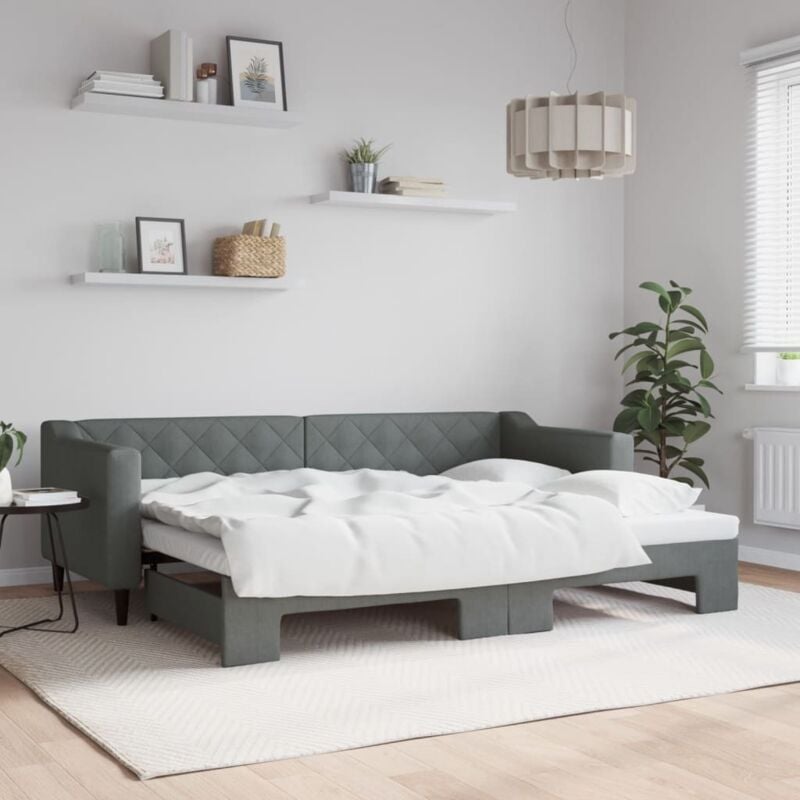 foto del prodotto divano letto con letto estraibile grigio scuro 80x200 tessuto vidaxl