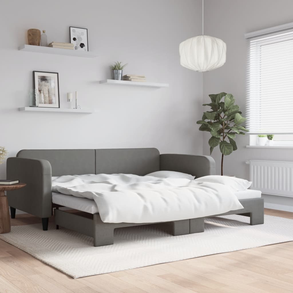 foto del prodotto divano letto con letto estraibile grigio scuro 90x190cm tessutocod mxl 130572