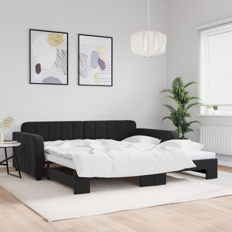 foto del prodotto divano letto con letto estraibile nero 100x200 cm in velluto vidaxl
