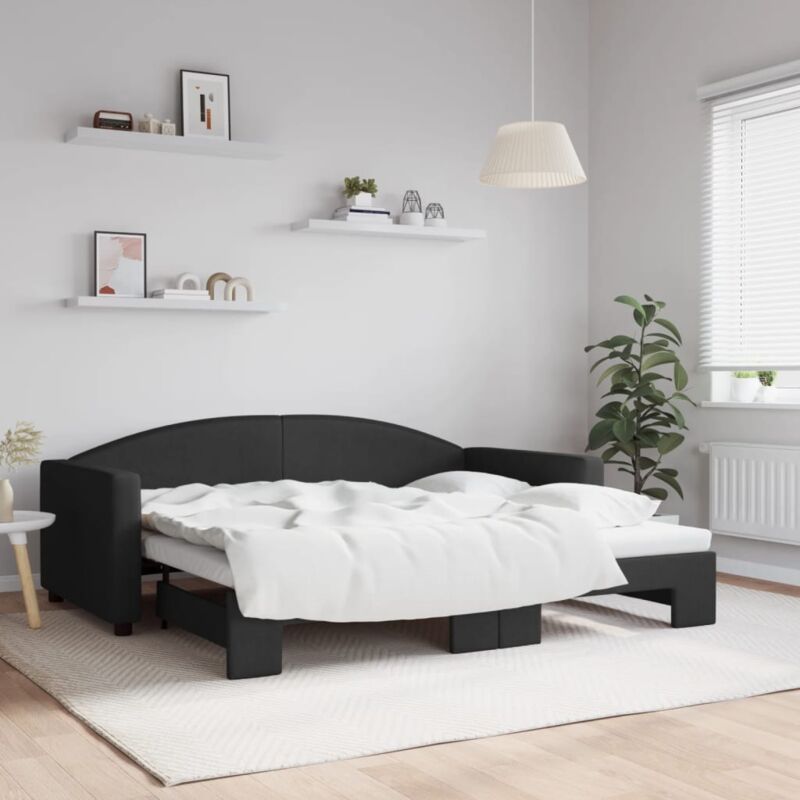 foto del prodotto divano letto con letto estraibile nero 90x190 cm in tessuto vidaxl 500075