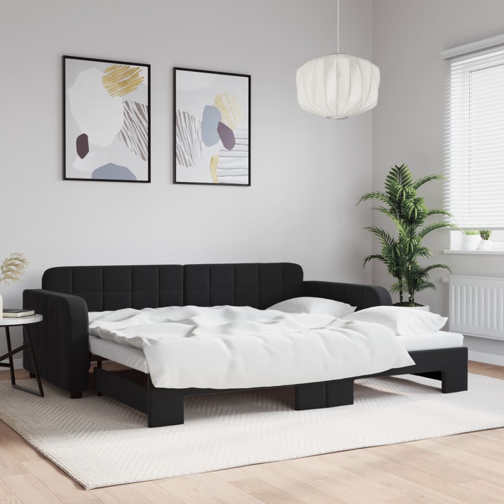 foto del prodotto divano letto con letto estraibile nero 90x200 cm in velluto