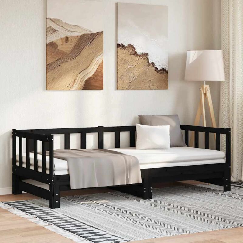 foto del prodotto divano letto con letto estraibile nero 90x200cm massello pino vidaxl