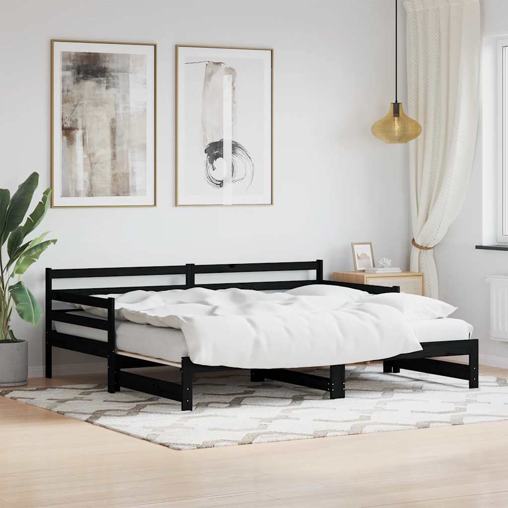 foto del prodotto divano letto con letto estraibile nero 90x200cm massello pinocod mxl 83436