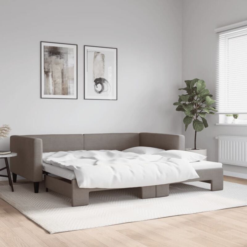 foto del prodotto divano letto con letto estraibile tortora 100x200 cm in tessuto vidaxl