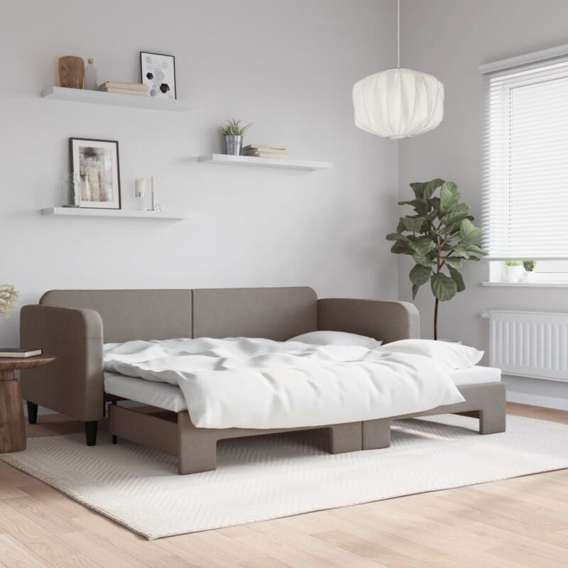 foto del prodotto divano letto con letto estraibile tortora 90x200 cm in tessuto vidaxl